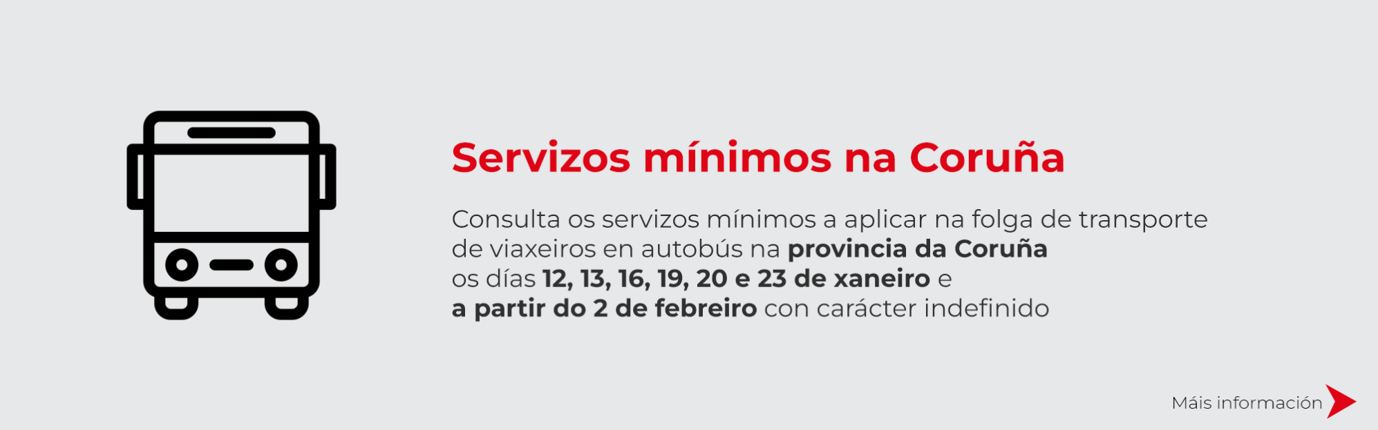 Servizos mínimos na folga de transporte de viaxeiros por estrada da provincia da Coruña